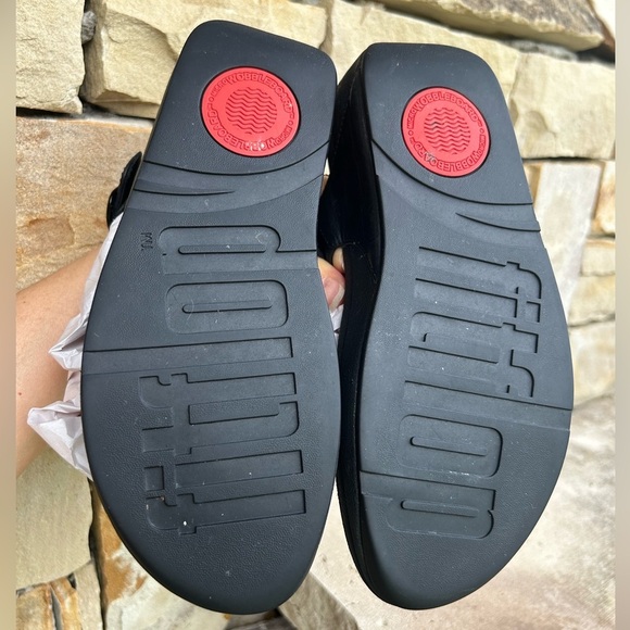 FitFlop Black Leather toe thong classy classic Sandals Sz-5. L - Picture 10 of 10